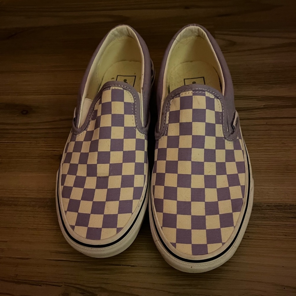 Checkered Vans - Purple and White Women’s Size 8